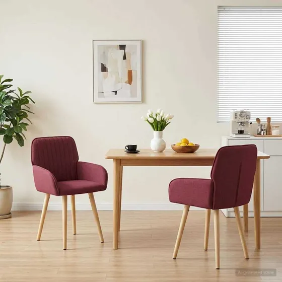 vidaXL Spisestole 2 stk. Vinrød Stof 56,5 x 50 x 87,5 cm