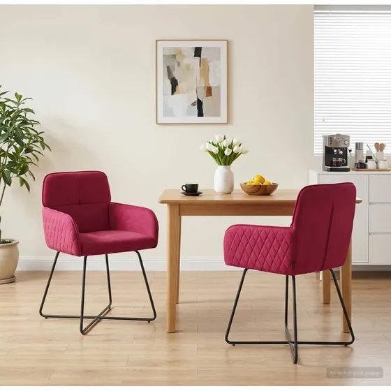 vidaXL Spisestole 2 stk. Fløjl Vinrød 59 x 56,5 x 86 cm