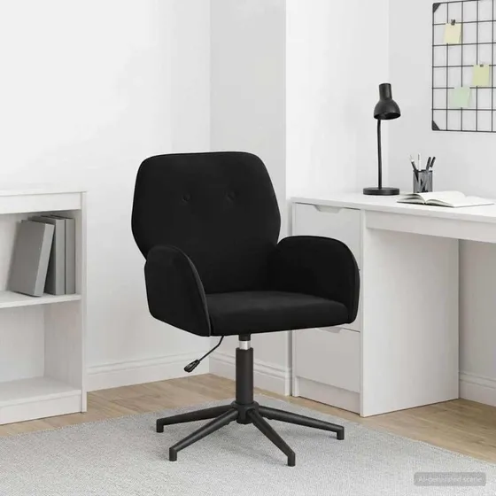 vidaXL Svingbar skrivebordsstol i sort fløjl, 54 x 55 x 90 cm