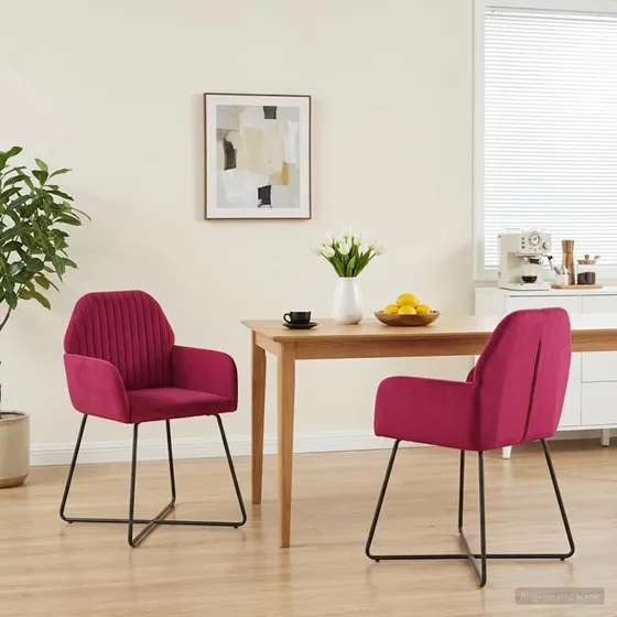 vidaXL Spisestole 2 stk. Fløjl Vinrød 55 x 50 x 84 cm