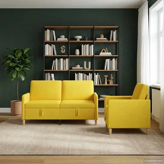vidaXL Sofa sæt med opbevaring, 2 stk., Lys Gul
