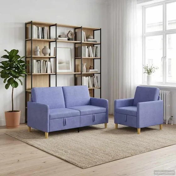 vidaXL Sofasæt med opbevaring, 3 dele, Jeans blå