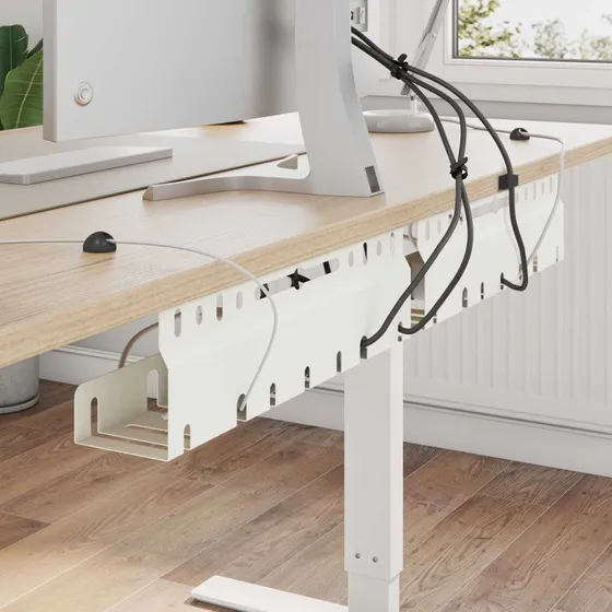 vidaXL Kabelbakke til under bordet, 2 stk., Hvid, 43x9x11,5 cm