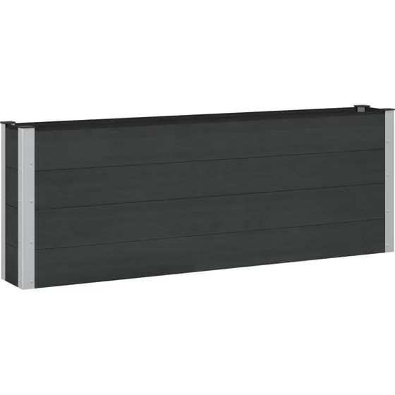 Højbed i WPC og aluminium - sort, 200 × 30 × 72 cm