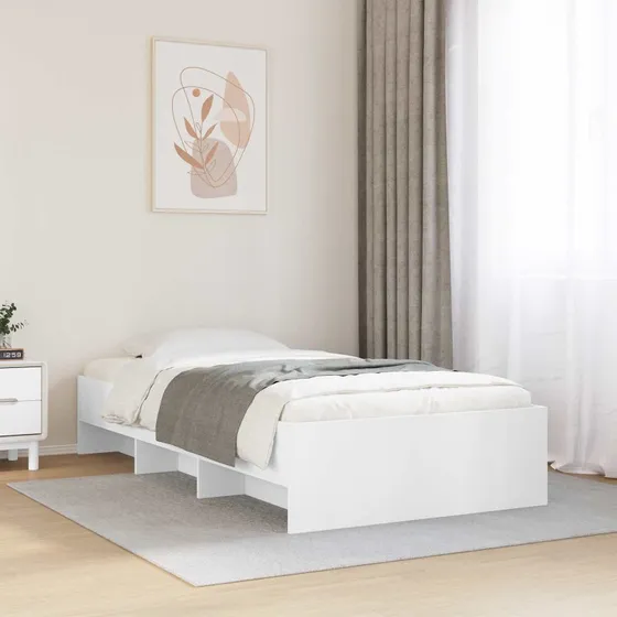 vidaXL Sengestel med hylde, hvid, 80 x 200 cm