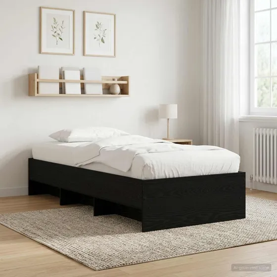 vidaXL Sengestel med hylde, Sort eg, 80 x 200 cm