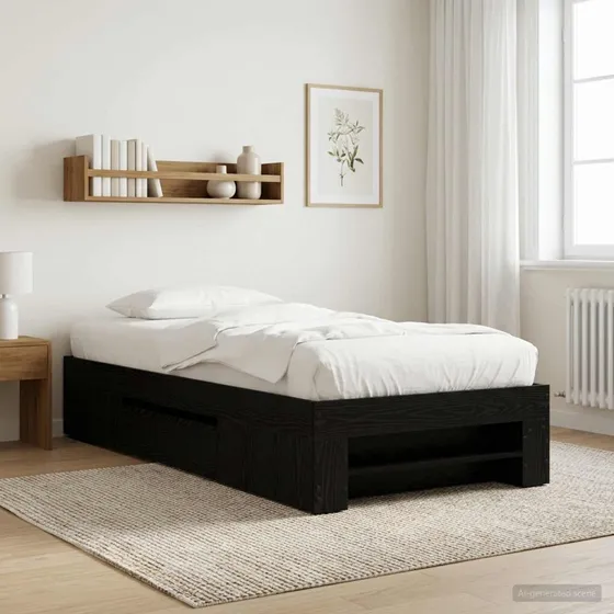 vidaXL Sengestel med opbevaring, Sort eg, 80 x 200 cm