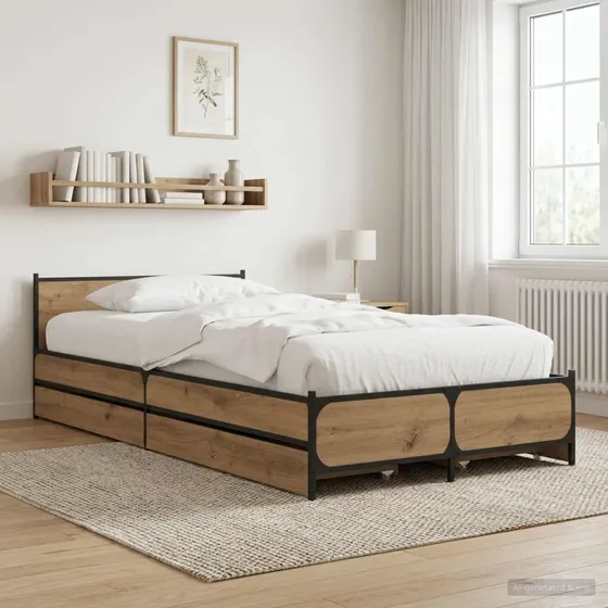 vidaXL Sengestel Artisan-eg 80 x 200 cm med hovedgærde