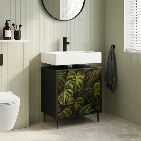 vidaXL Badeværelsesskab ELBURG Sort eg 60x40x61 cm