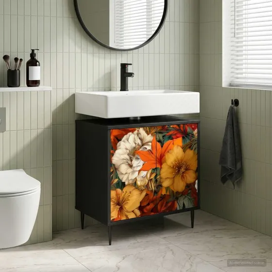 vidaXL Badeværelsesskab GENNEP Sort eg 60x40x61 cm