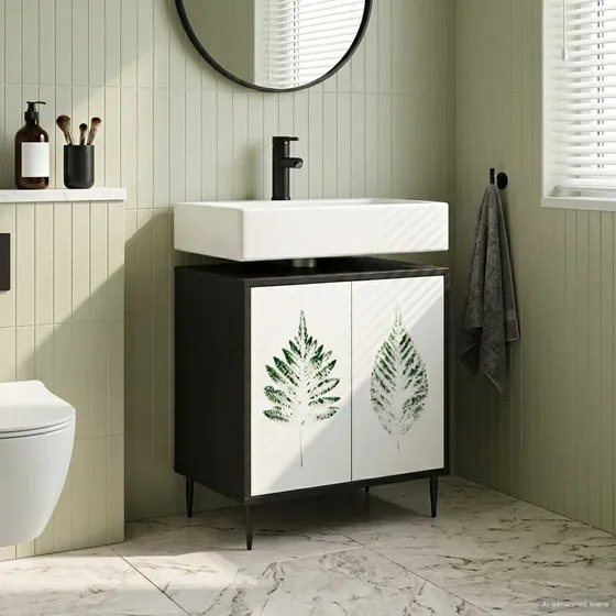 vidaXL Badeværelsesskab HANAU Sort eg 60x40x61 cm