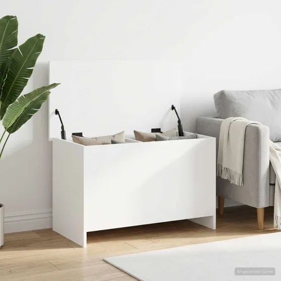 vidaXL Opbevaringskiste Hvid 80 x 40 x 50 cm i konstrueret træ