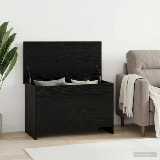 vidaXL Opbevaringskiste Sort Eg 80 x 40 x 50 cm