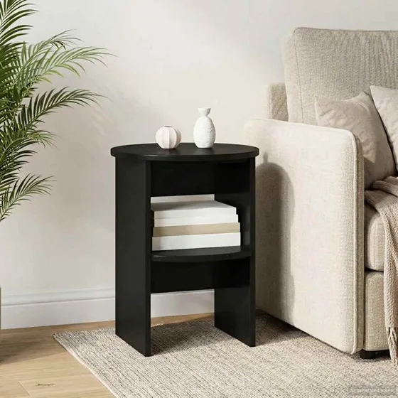 vidaXL Sideskab Sort Ø40 x 50 cm i Konstrueret Træ