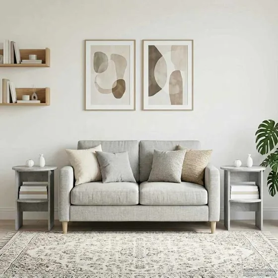 vidaXL Sideskab 2 stk. Betongrå Ø40 x 50 cm i konstrueret træ