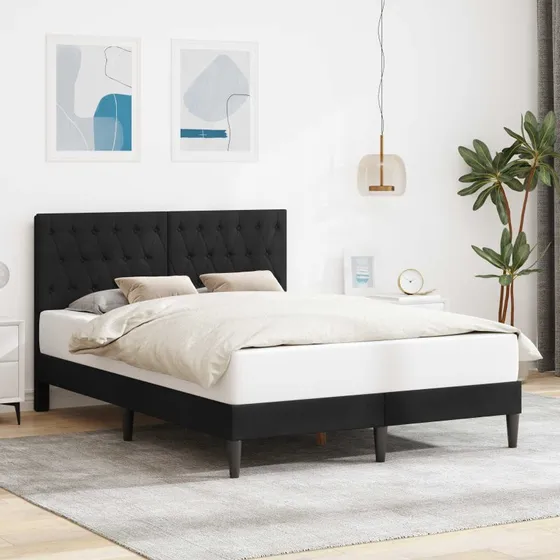 vidaXL Sengestel med hovedgærde 160 x 200 cm Sort Fløjl