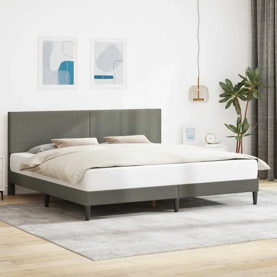 vidaXL Sengestel med hovedgærde i lysegrå velour, 180 x 200 cm