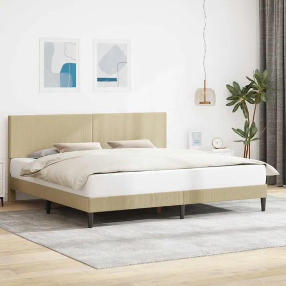 vidaXL Sengestel med hovedgærde 180 x 200 cm i lys grøn cordfløjl