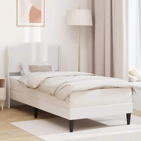 vidaXL Sengestel med hovedgærde i hvidt kunstlæder, 80 x 200 cm