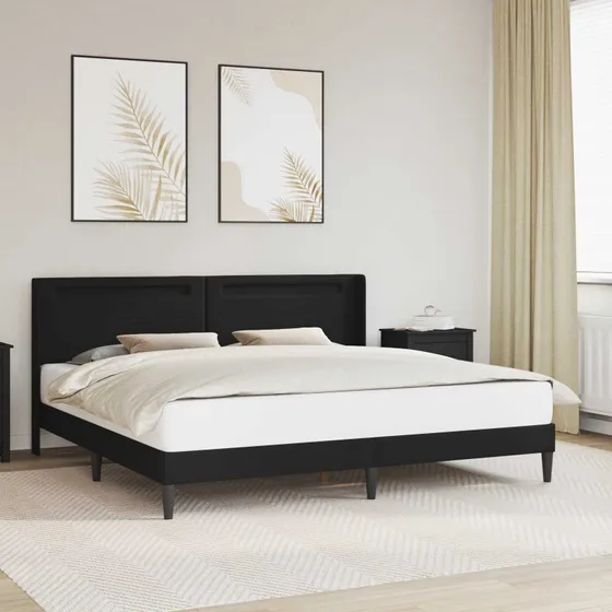 vidaXL Sengestel med LED-lys, sort kunstlæder, 180 x 200 cm
