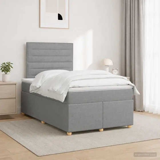 vidaXL Boxmadras med topmadras Lysegrå 120 x 200 cm