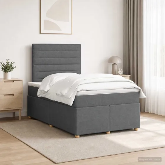 vidaXL Boxmadras med topmadras Mørkegrå 120 x 200 cm