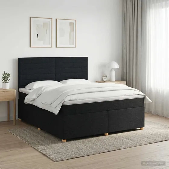 vidaXL Boxmadras med topmadras og hovedgærde, Sort, 140 x 200 cm