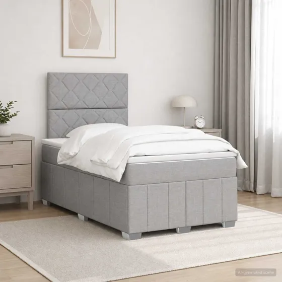 vidaXL Boxmadras med topmadras, Lysegrå, 120 x 190 cm