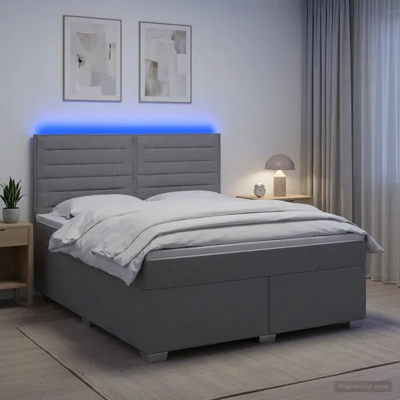 vidaXL Boxmadras med topmadras, Lysegrå, 140 x 190 cm