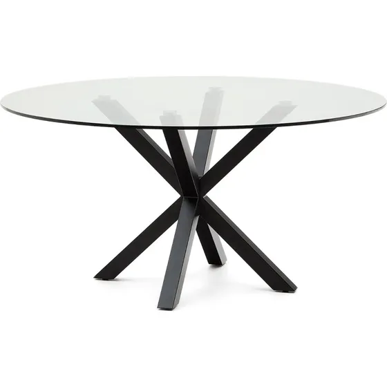 Kave Home Arya Rundt Spisebord Ø150 cm - Hærdet Glas & Sort Stål