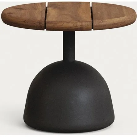 Kave Home Saura sofabord - Sort akacietræ og cement, Ø43 cm
