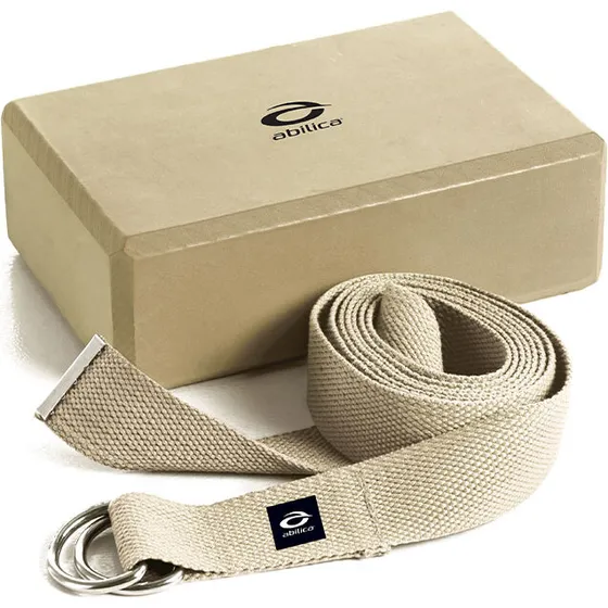 Abilica YogaSet yogablok & yogarem, Sand 22,5×15×7,5 cm