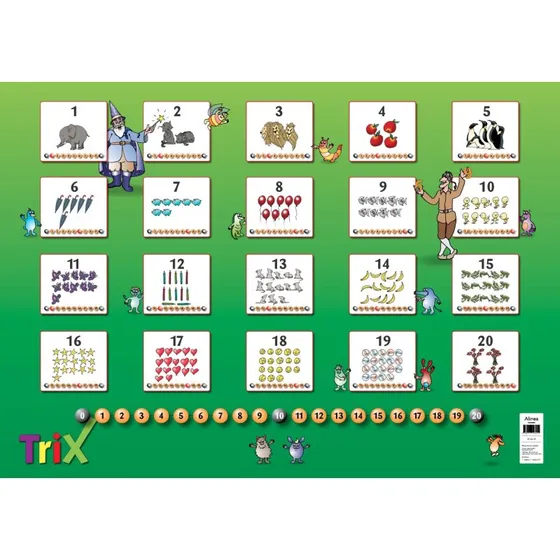 Matematrix Plakat Med Tal Og Illustrationer (1-20)