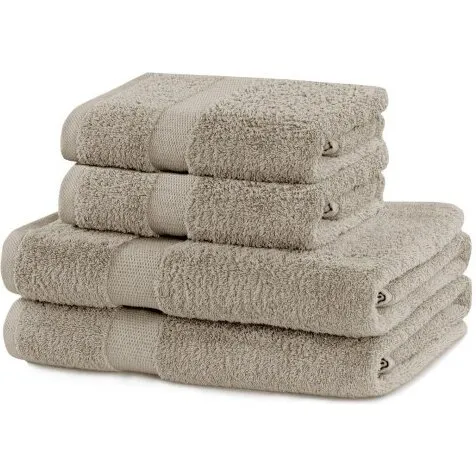 Marina Håndklædesæt i bomuld, beige 4 dele (2×70×140 + 2×50×100)