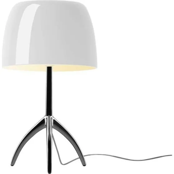 Foscarini Lumiere Grande bordlampe, krom/hvid, 45 cm