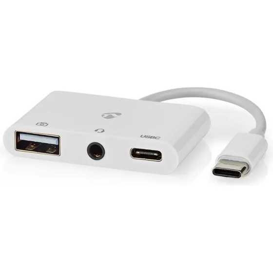 Nedis USB-C Multiport-adapter 3-i-1 USB-A/USB-C/3,5 mm, 480 Mbps, hvid