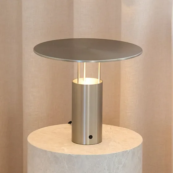 Piet Hein Tempel280 LED-bordlampe, sølv, 24,5 cm