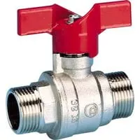 Pettinaroli Kuglehane med T-greb, 1/2" Nippel/Nippel, Messing