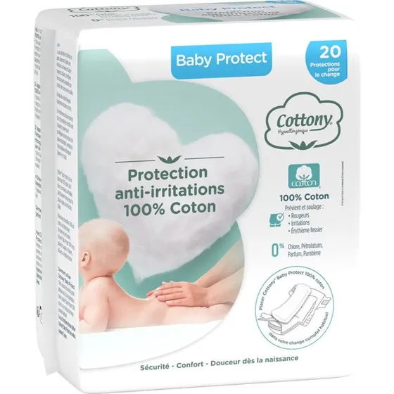 Cottony Cotton Protect Baby Puslebeskyttere, 20 stk.