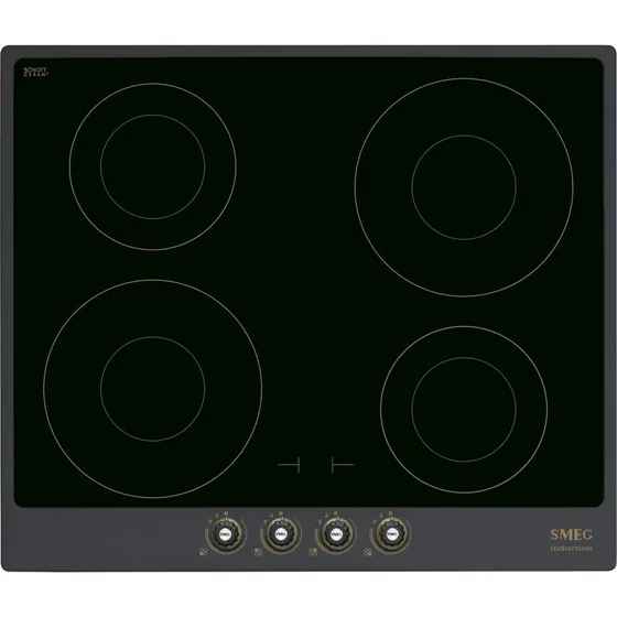 Smeg Cortina Induktionskogeplade 60cm, Antracit m. Messingdetaljer