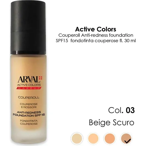 Arval Couperoll Anti-redness Foundation SPF15, 30 ml, Shade 03