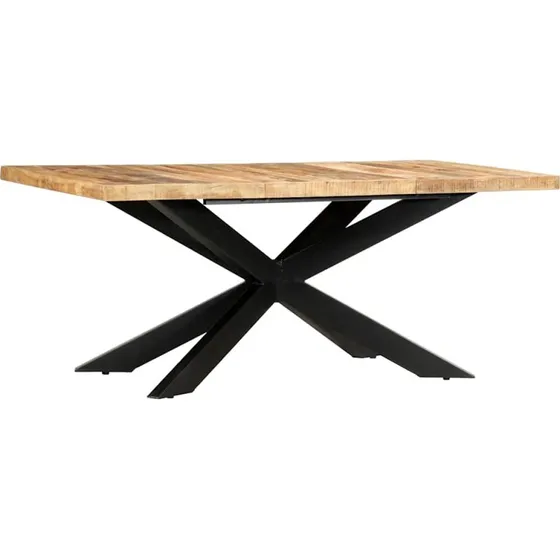 vidaXL Spisebord i massivt ru mangotræ, 180 x 90 x 76 cm