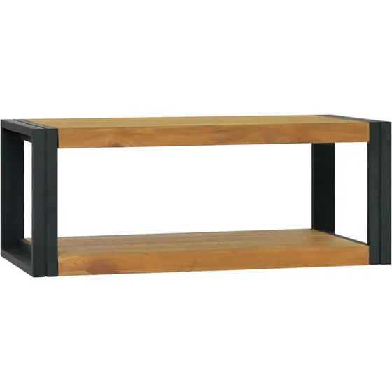 vidaXL væghængt badeværelsesskab i massivt teaktræ, 90x45x35 cm