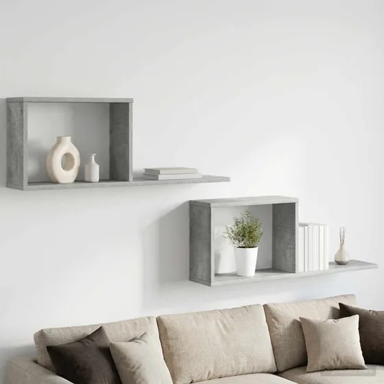 vidaXL Svævehylder 2 stk. Betongrå 80x15x30 cm
