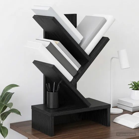 vidaXL Træbogreol 3-lags 30x18x48 cm Sort Eg