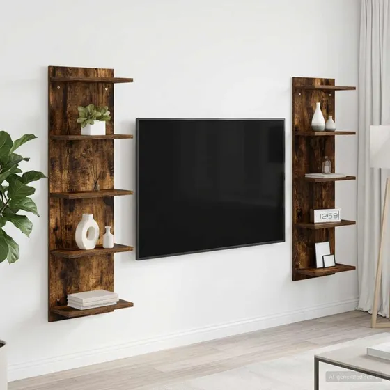 vidaXL Væghylde 2 stk. Røget eg 30x15x100 cm