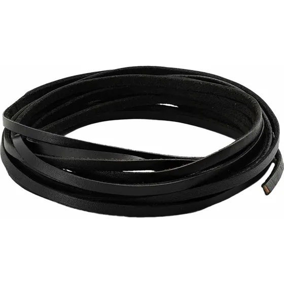 vidaXL Læderrem Sort 5 m x 0,4 cm