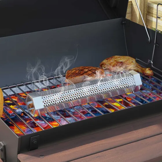 vidaXL Tøndegrill med hjul og hylder, 115 x 85 x 95 cm, sort