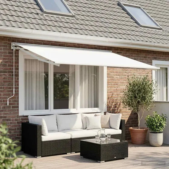 vidaXL Reservedug til markise, hvid polyester, 450 × 350 cm