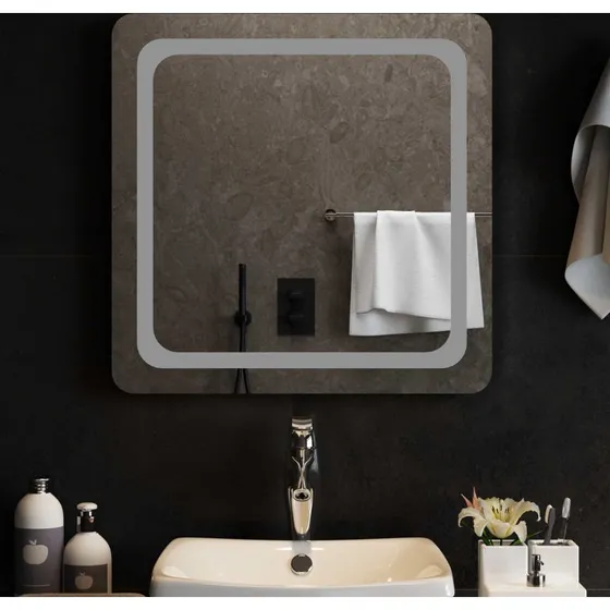 vidaXL LED badeværelsesspejl 60 x 60 cm i hærdet glas